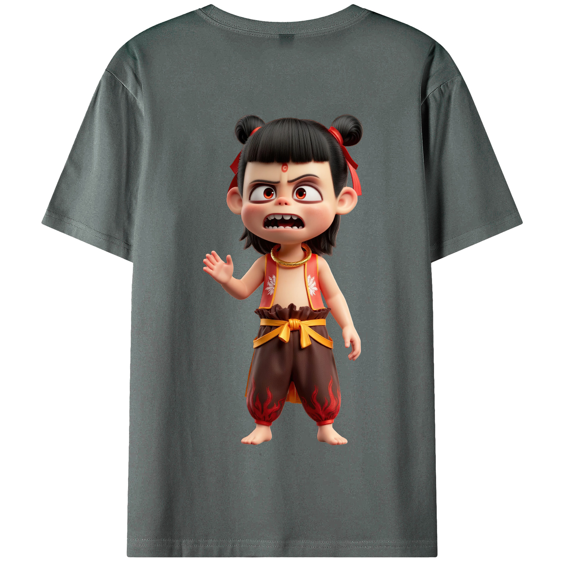 （画像用） Ne Zha 2 ナタ 魔童の大暴れ 綿100％半袖Tシャツ（背面プリント）